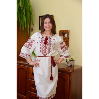 Ukrainian embroidered traditional folk dress, ladies vyshyvanka ethnic style